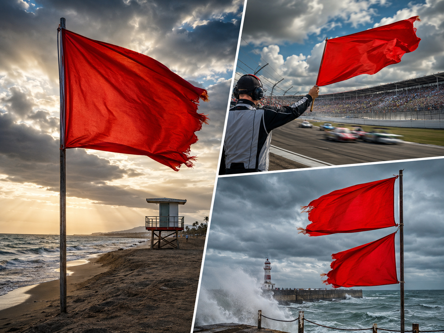 Warning flags used for beach track and storm conditions